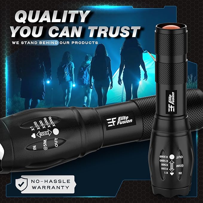 Compact LED Flashlight 2-Pack, Bright Everyday Light for Home & Car, 5 Modes, Zoom, AAA Battery Powered - Emergency, Camping, Work Light