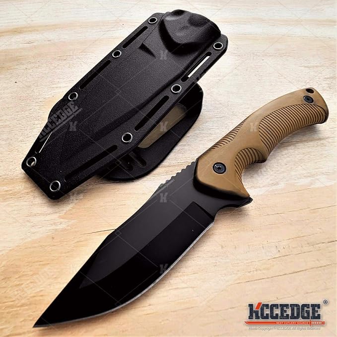 KCCEDGE BEST CUTLERY SOURCE Tactical Knife Hunting Knife Survival Knife 9" Full Tang Fixed Blade Knives Camping Accessories Camping Gear Survival Kit Survival Gear and Equipment Tactical Gear 80213