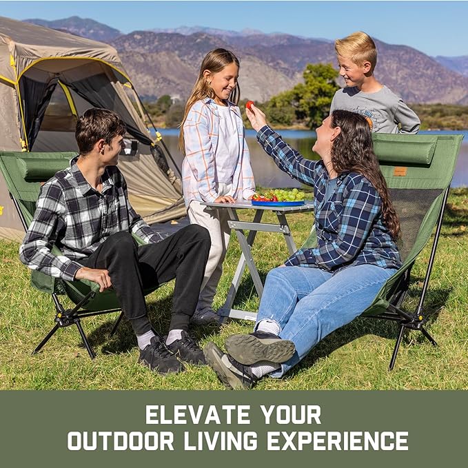 FanttikOutdoor Zeta L8 Max Camping Chair, Portable & Lightweight, Multi-Angle Adjustable, Supports up to 250 lbs, Comfort-Driven Design, High Strength Camping Chair for Travel, Hiking, Fishing, Green
