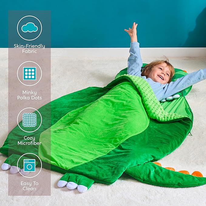 JOIEDOMI Kids Sleeping Bag 4 5 6 Year Old Girl Gifts Toddler Nap Mat with Pillow & Blanket 60" x 39" for Kids Ages 3+ Soft Plush Sleeping Mat for Preschool and Boys Girls