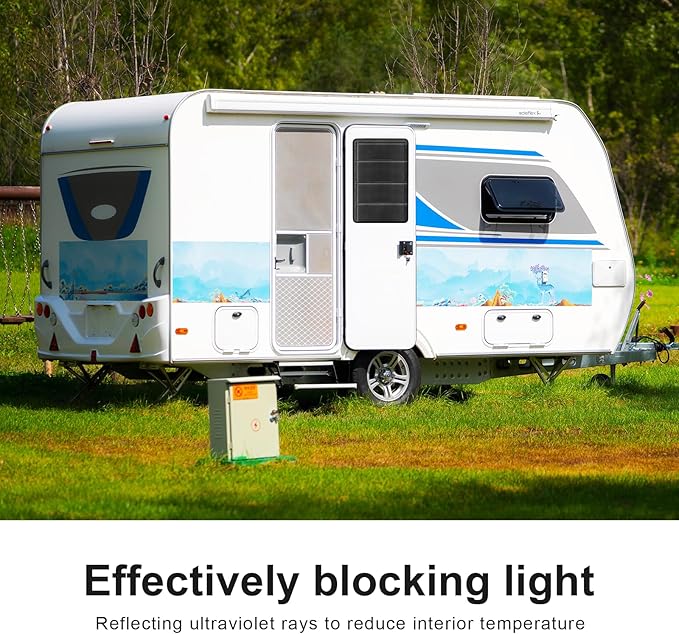 RV Door Window Shade Cover - Magnetic RV Blackout Window Cover with UV Protection and Privacy Features (25 * 16 in) Foldable Magnet Design, Waterproof Fabric (Black, 2 Pack (25" L x 16" W))
