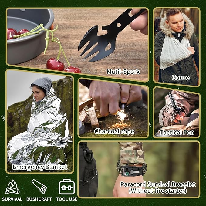 Natonhi Survival Kit Advent Calendar 2025 for Adult Men, 24 Days of Christmas Outdoor Gear & Emergency Tools for Adventure, Camping, Hiking-Christmas Countdown Gift for Adult Teen Adventure Lover