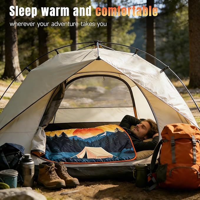 Tirrinia Waterproof Outdoor Blanket, Warm Windproof Stadium Blankets with Sherpa Lining, Foldable Camping Blanket, Emergency Blanket with Mountain Landscape Design for Car, Beach, Picnic, Hiking