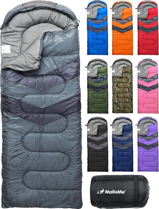 MalloMe Sleeping Bags for Adults Cold Weather & Warm - Backpacking Camping Sleeping Bag for Kids 10-12, Girls, Boys - Lightweight Compact Camping Essentials Gear Accessories Hiking Sleep Must Haves