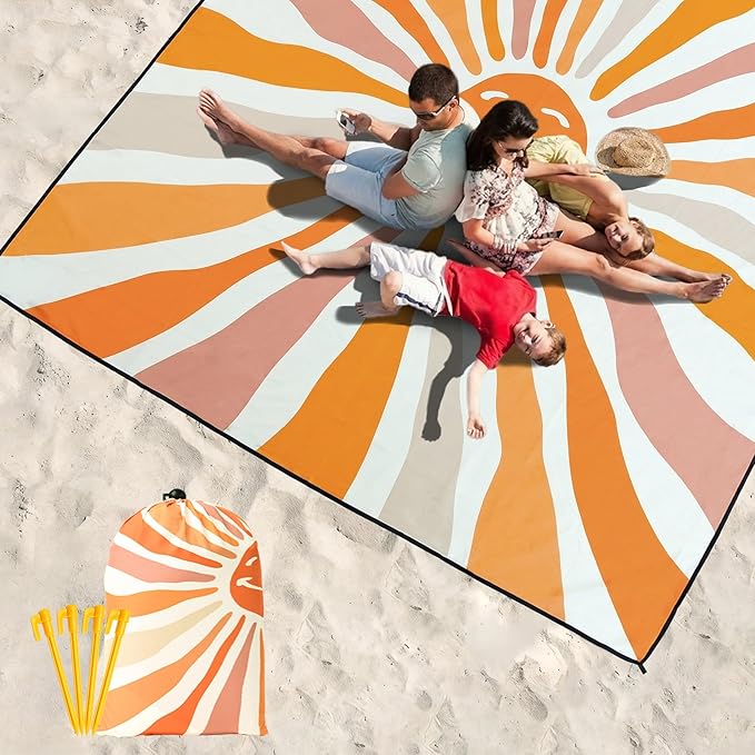 HIHOHO Beach Blanket Waterproof Sandproof Extra Large Beach Mat 79" X 83"/120"x108"for 1-8 Adults Quick Drying Durable Outdoor Picnic Mat for Beach Travel Camping Hiking
