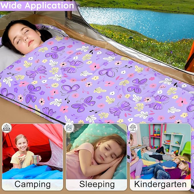 FIOBEE Kids Sleeping Bag for Girls Boys 3 Season Warm & Cool Weather Youth Camping Sleeping Bags with Backpacking Bag Waterproof for Traveling Hiking Indoor Outdoor Camping Essentials