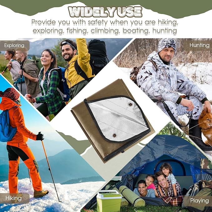 Kingdder 2 Pcs Heavy Duty Emergency Blankets for Survival Camping Blanket Insulated Tarp 60 x 82 Inches Outdoor Waterproof Thermal Reflective Tarp Tent Insulation for Camp Hiking Picnic