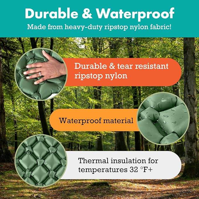 Sleepingo Ultralight Sleeping Mat - Inflatable & Compact Camping Air Mattress for Backpacking, Hiking- New