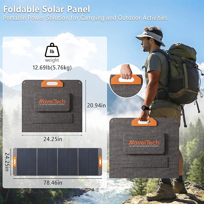 200W Portable Solar Panel, 25% High Efficiency Foldable Solar Panel Charger for Power Station, for Power Station, with Sturdy Kickstands, Fast Setup for Camping, RV, Pickup, Marine Off-Grid