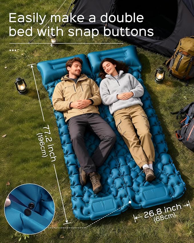 covacure Sleeping Pad for Camping - Ultralight Self-Inflating Camping Pad Mat with Built-in Foot Pump, Durable & Waterproof Air Mattress for Hiking