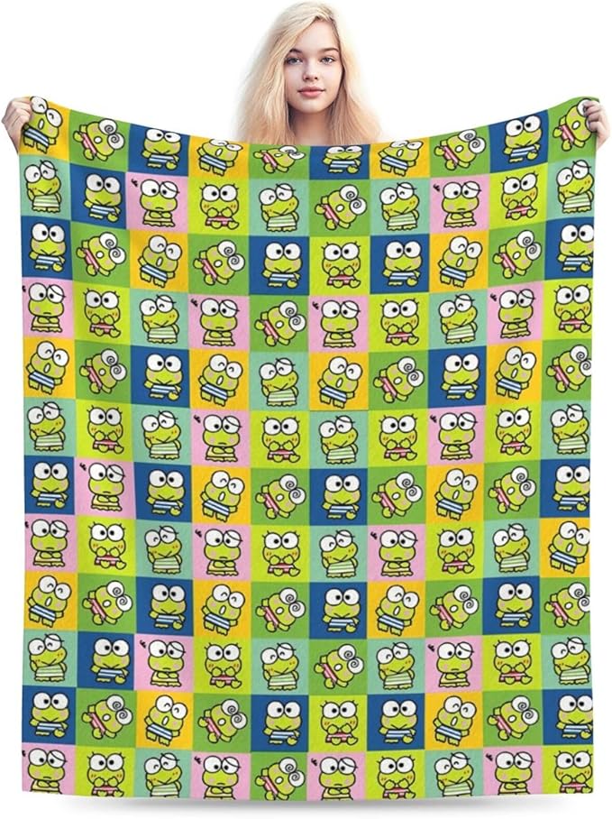 Funny Frog Blanket Cozy Soft Cute Frog Flannel Plush Throw Blanket Warm Fluffy Fleece Bedding Stuff Decor Blanket Gifts for Lover Teens Girls Boys Kids Adults Women 60"x80"