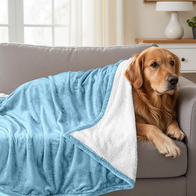 Utopia Bedding Sherpa Blanket Throw Size (Washed Blue, 50x60 Inches) - Soft Lightweight Plush Fleece Reversible Blanket for Bed, Sofa, Couch, Camping and Travel