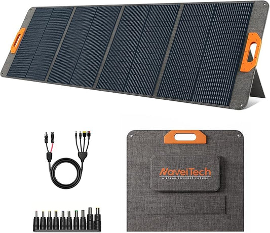 200W Portable Solar Panel, 25% High Efficiency Foldable Solar Panel Charger for Power Station, for Power Station, with Sturdy Kickstands, Fast Setup for Camping, RV, Pickup, Marine Off-Grid
