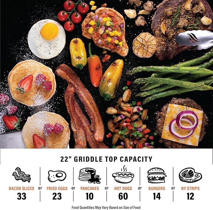 Blackstone OTG 22" Tabletop Griddle Plate with Built-In Hood, Black - Portable Grill for Camping, Tailgates, and On-the-Go Cooking