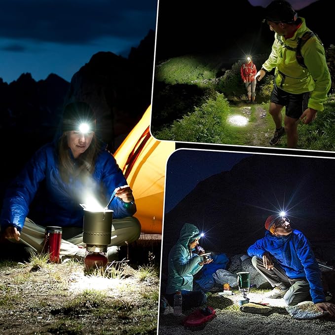 azamine LED Headlamp Rechargeable 2Pack, 99000 Lumens Bright Head Lamp, 90° Adjustable Head Lights for Forehead with 3 Modes, Long Runtime & Waterproof Headlamps for Adults Camping Hiking