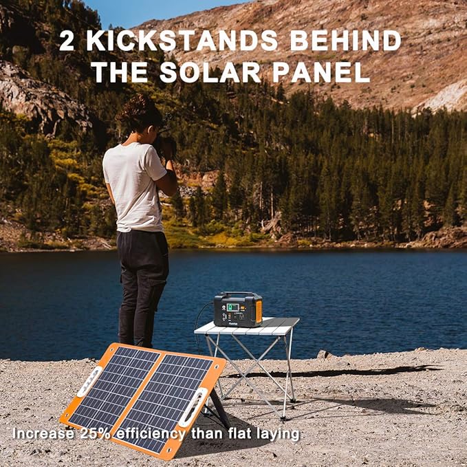 Solar Generator With Solar Panel Included, FF Flashfish 200W Portable Power Station+60W Solar Panel(DC/USB-A/USB-C Output), Backup Power Battery And Solar Panel Kit For Home Blackout/RV/Camping