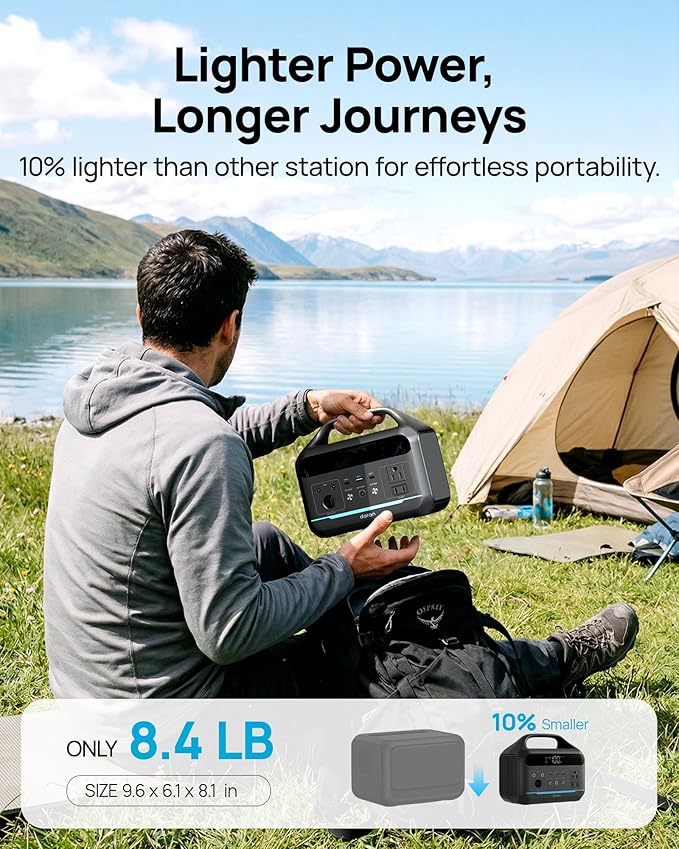 DARAN Portable Power Station 600W with 80W Solar Panel, 288Wh(90,000mAh) LiFePO4 Solar Generator, Dual AC Outlets, 100W USB-C PD, Fast Recharge for Camping, RV, Power Outage, Emergency Backup
