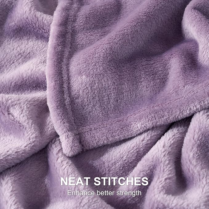 Hansleep Fleece Fog Purple King Blanket, Super Soft Flannel Fuzzy Plush Cozy Blanket for All Seasons, Fog Purple, King 90x108 Inches
