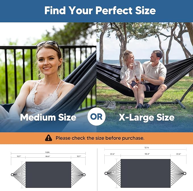 SUNCREAT Hammocks Outdoor Camping Double Hammock, Portable Tree Hammock Swing, Dark Gray