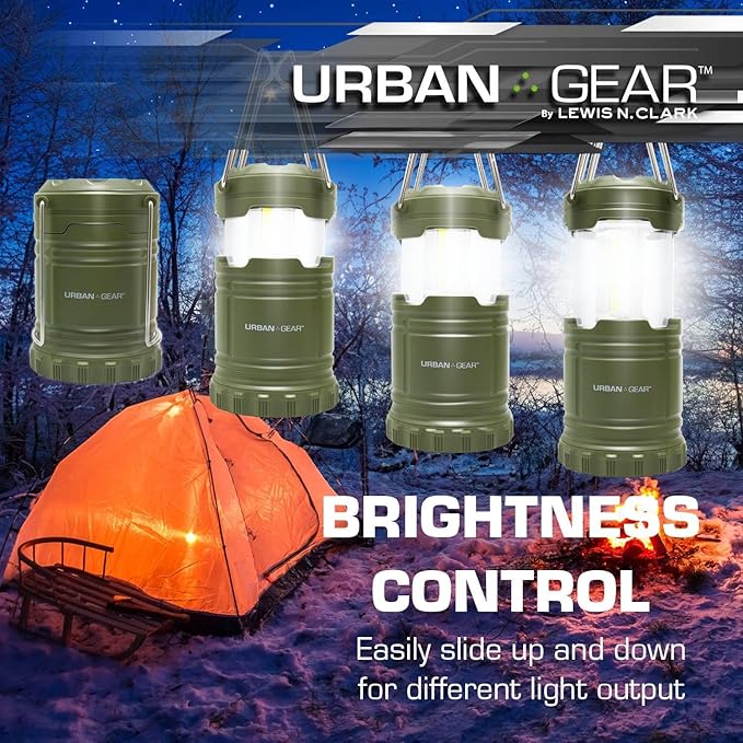 Lewis N. Clark Collapsible Camping Lantern | LED Portable Lantern for Indoor or Outdoor Use | Waterproof Lamp with Batteries Included | For Camping, Backpacking, Hiking, or Power Outage | Hunter Green