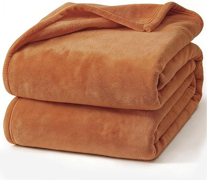 Hansleep Fleece Pumpkin Orange Throw XL Blanket, Super Soft Flannel Fuzzy Plush Cozy Blanket for All Seasons, Pumpkin Orange, Throw XL 50x70 Inches