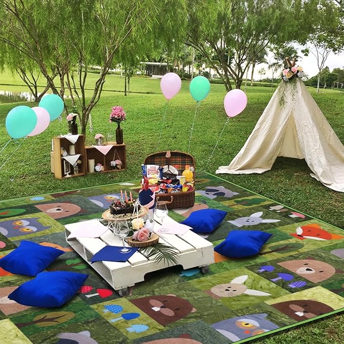 Supfitness Extra Large Picnic Blankets Waterproof Foldable (60"x 80") Boho Beach Blanket Waterproof Sandproof,3-Layer Thicking Mat Outdoor Packable Camping Blanket