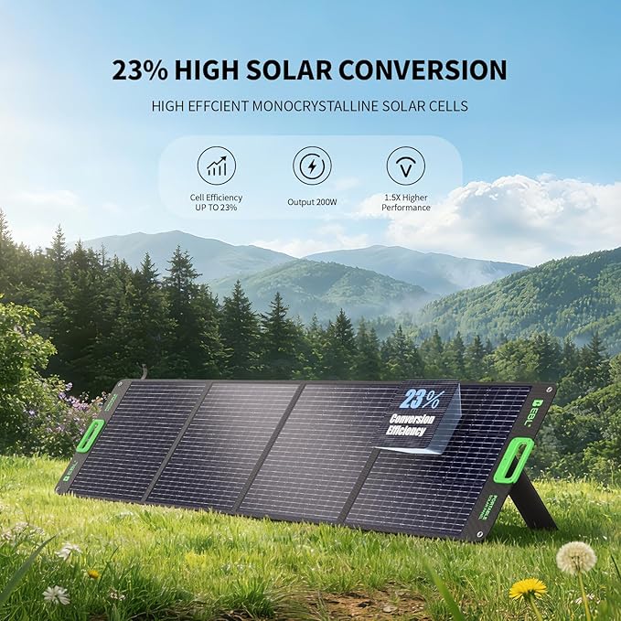 EBL 1000W Portable Power Station With 200W Solar Panels, 999Wh Backup Lithium Battery, Pure Sine Wave AC Outlet, 60W PD Quick Charge Solar Generator Set for RV/Van Camping, Road Trip, Home, Off-grid