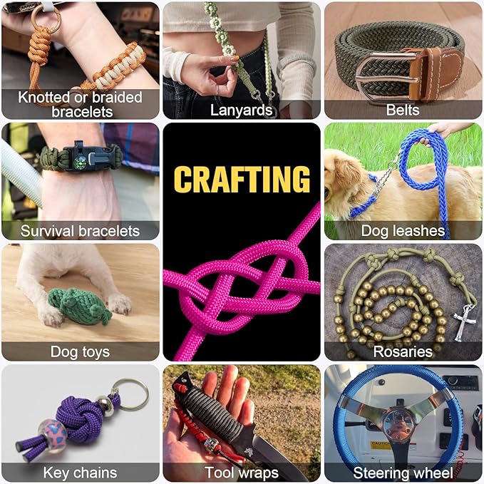 Paracord Rope 750 lb - 500ft 5/32" Parachute Cord 4MM 12-Strand para Cord - Heavy Duty Spool String for Survival,Camping Gear, Survival Bracelet, Clothesline - Rose Pink