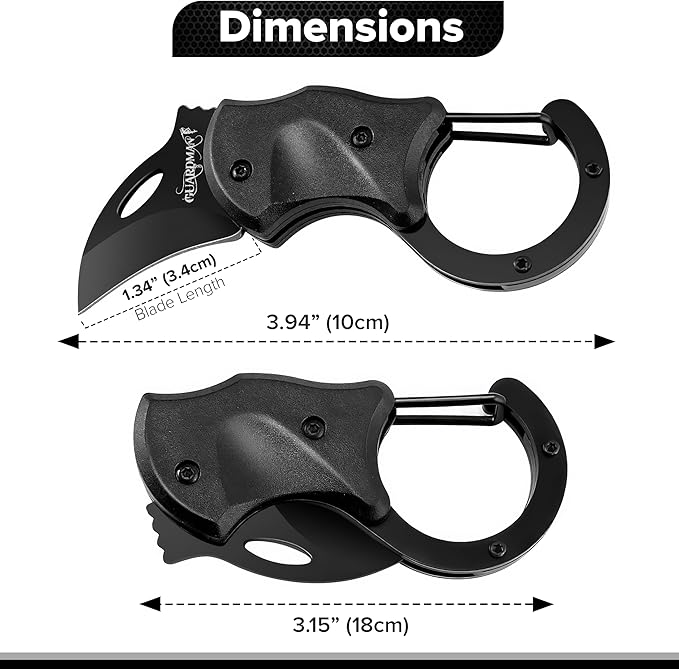 GUARDMAN Fathers Day Gift for Men Keychain Carabiner Pocket Knife Folding EDC Blade with Clip Mini Stainless Steel Utility Knife for Men | Camping, Hiking, Fishing, Survival Tool - 1 Pack