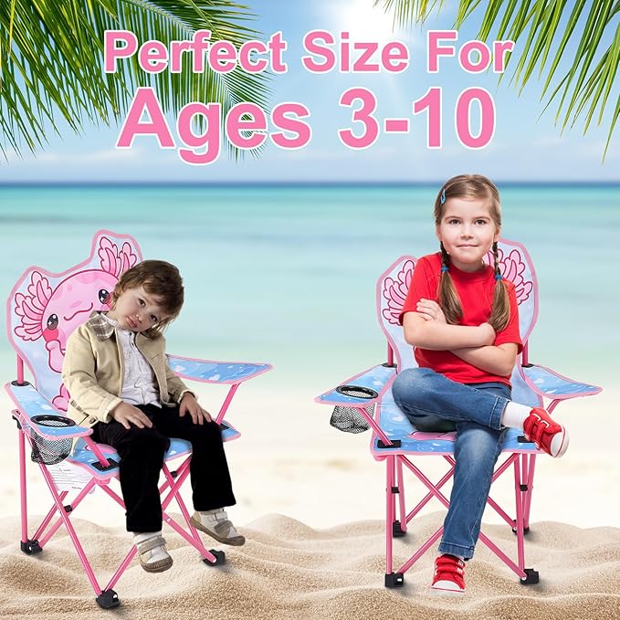 KABOER Kids Outdoor Folding Lawn and Camping Chair with Cup Holder and Carrying Bag, Children's Camping Chairs