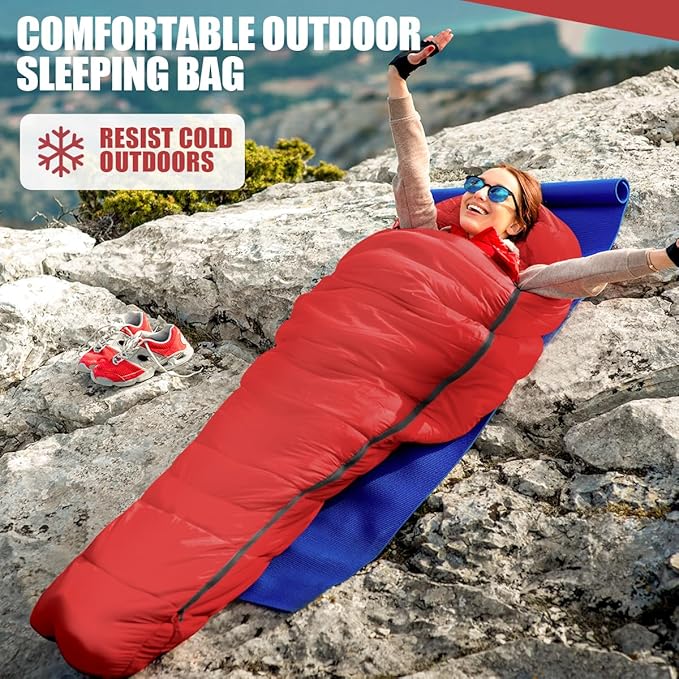 OBTANIM Sleeping Bags Portable Waterproof Camping Sleeping Bag for Adults Kids 4 Seasons Cold Weather or Warm Backpacking Hiking Travel Indoor Outdoor Use