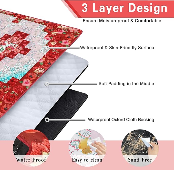 Supfitness Extra Large Picnic Blankets Waterproof Foldable (80 "x 80") Beach Blanket Waterproof Sandproof,3-Layer Thicking Mat Outdoor Packable Camping Blanket