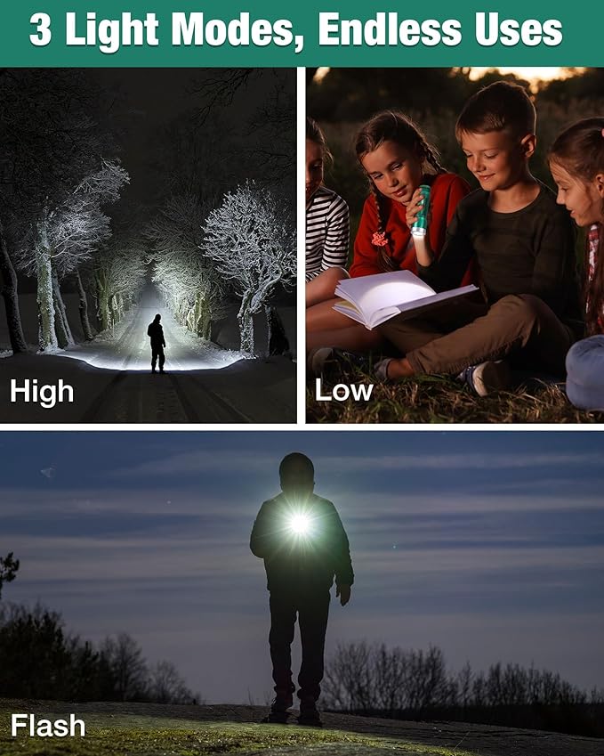 EverBrite Mini Flashlight, LED Flash Light with 3 Modes, 3 AAA Batteries Included, Water-Resistant Small Flashlight for Emergencies and Camping, Green,1 Pack