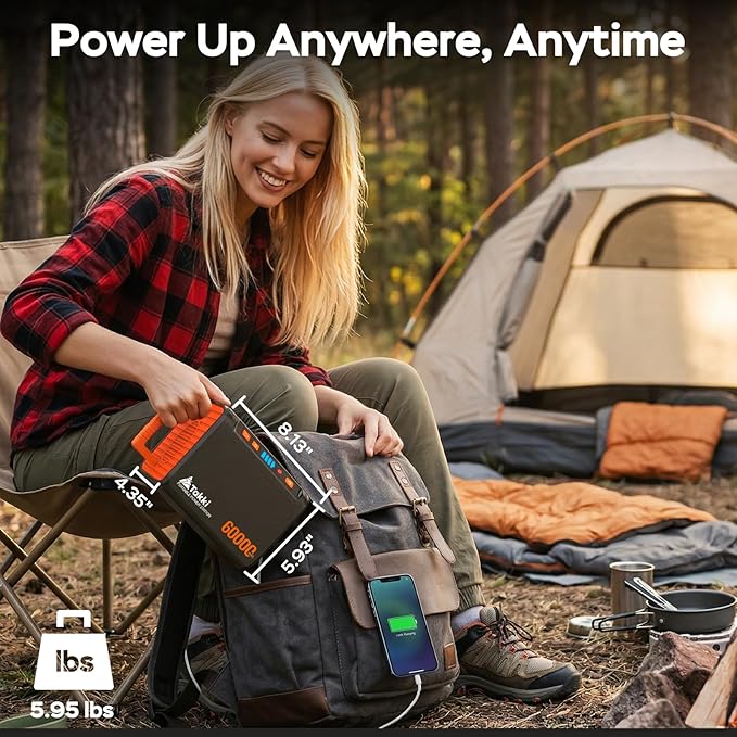 Takki 250W Portable Power Station 222Wh Camping Backup Lithium Battery with Pure Sine Wave AC Outlet 110V Solar Generator for Camping CPAP Home Use Backup Emergency Laptop