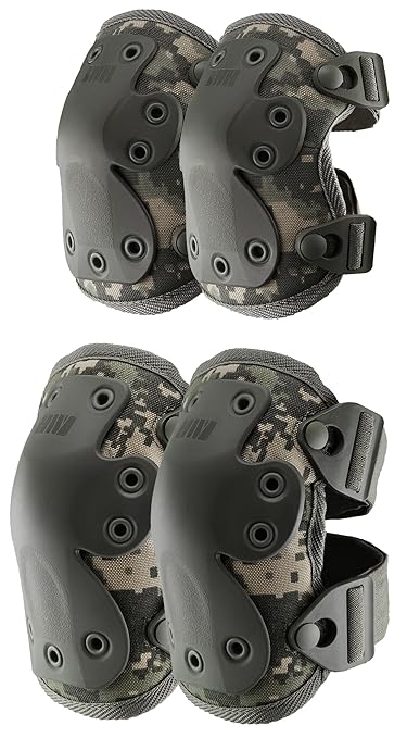 HWI Gear Next Generation Elbow/Knee Pads for Protection: Combat, Mechanics, Construction, Hunting, Landscaping, Outdoor Survival, Heavy Duty Industrial Grade, Adjustable