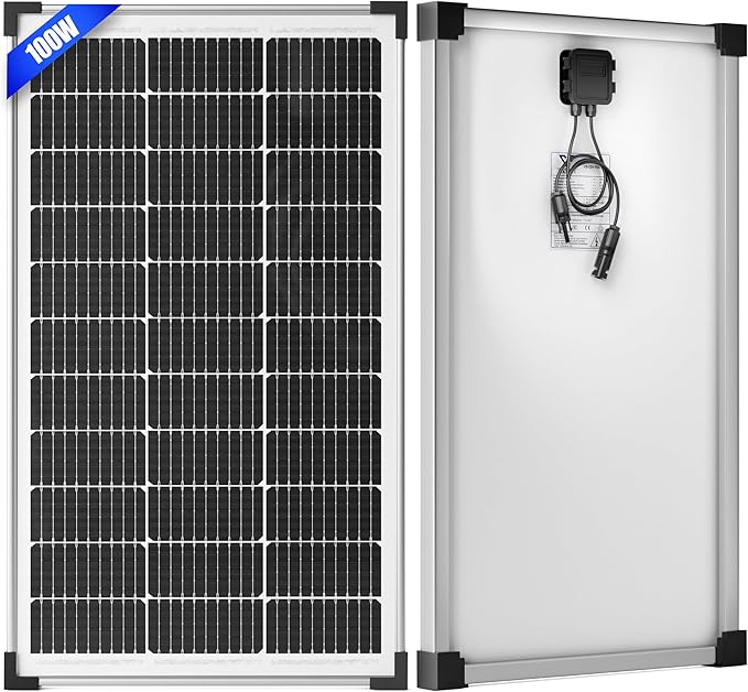 Voltset 100W 12V Solar Panel, High Efficiency 9BB Cell Monocrystalline Solar Panels IP67 Waterproof, Suitable for RV, Marine, Rooftop, Home, Yacht, Off-Grid Applications (100W Single Panel)