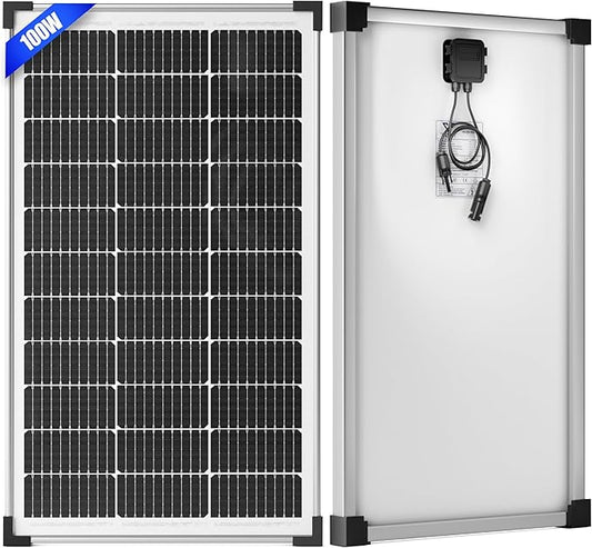Voltset 100W 12V Solar Panel, High Efficiency 9BB Cell Monocrystalline Solar Panels IP67 Waterproof, Suitable for RV, Marine, Rooftop, Home, Yacht, Off-Grid Applications (100W Single Panel)