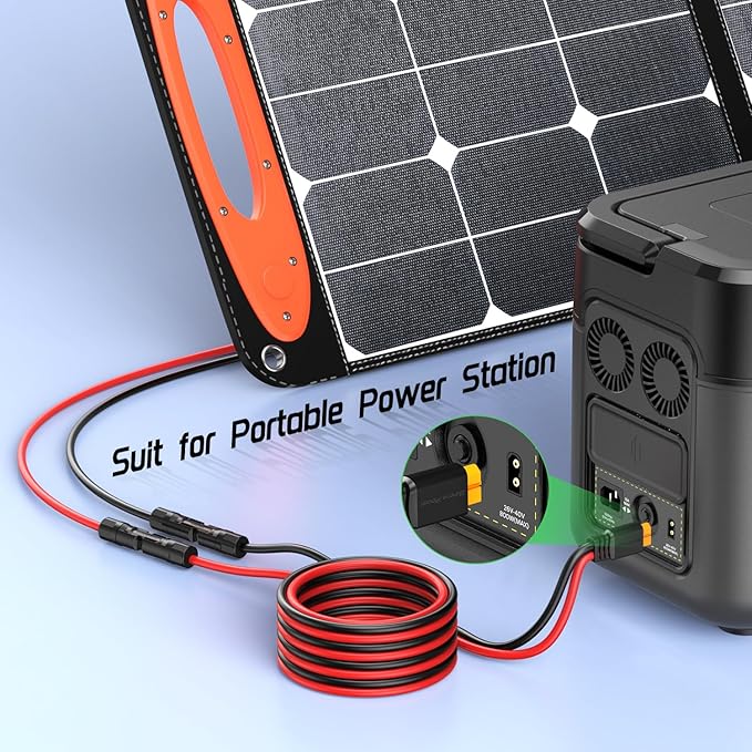 Bateria Power Solar to XT60 Charge Extension Cable 10AWG 2Ft Solar Connector to XT60 Adapter Cable for Solar Panel to LiFePO4 Battery RV Portable Power Station Solar Generator