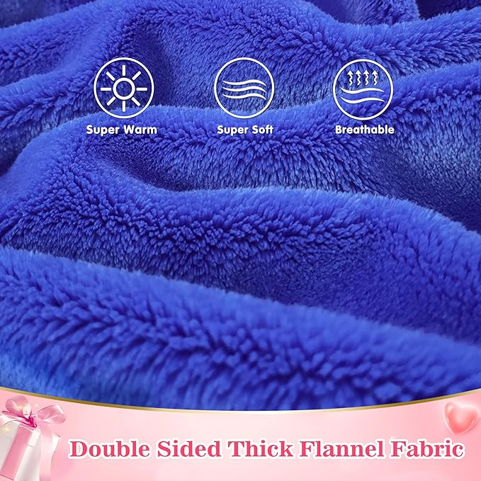 Waitu Wearable Blanket Sweatshirt Gifts for Women and Men, Warm and Cozy Giant Blanket Hoodie, Thick Flannel Blanket with Sleeves and Giant Pocket - Blue