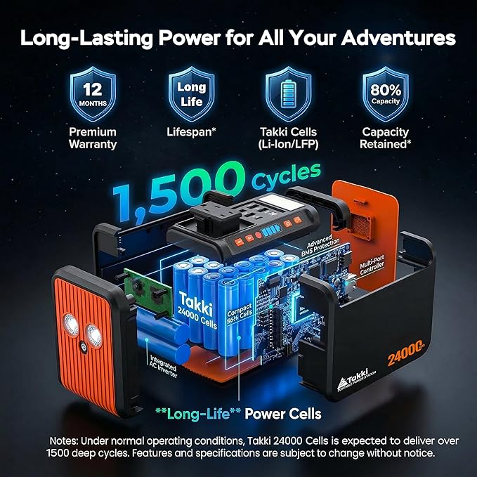 Takki Solar Generator 120W Peak Portable Power Station with 21W Solar Panel 88.8Wh Battery Power Bank with 110V AC Outlet for Camping RV Tent Home Outages Emergency