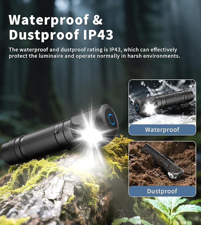 TONEOF Mini Flashlight Headlamp Rechargeable,4000mAh Magnetic High Lumens LED EDC Tactical Flashlight,Aluminum Waterproof Head Lamp with Band for Camping,Emergency,Hiking,Keychain,Pocket