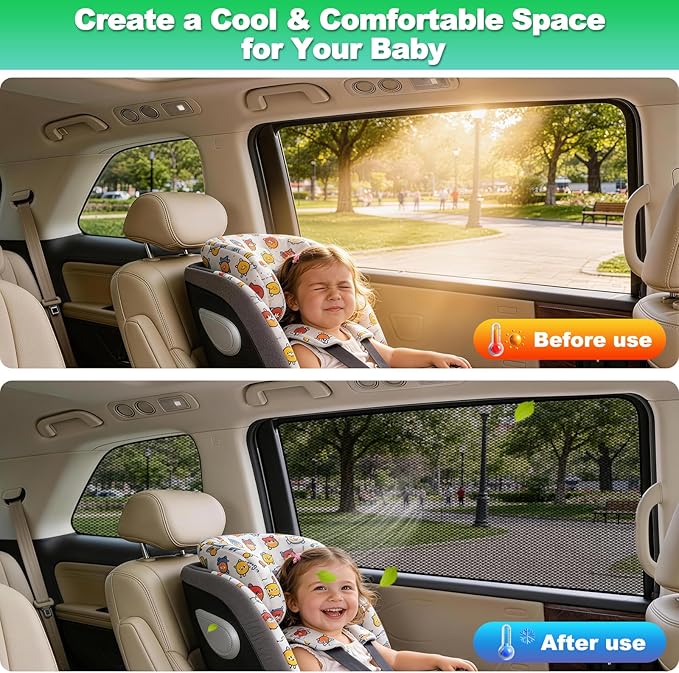 Car Window Shades for 2018-2024 Odyssey, 4PCS Rear Side & Quarter Window Sun Shades, Magnetic Breathable Mesh Privacy Covers, UV Protection & Heat Insulation for Baby, Travel & Camping