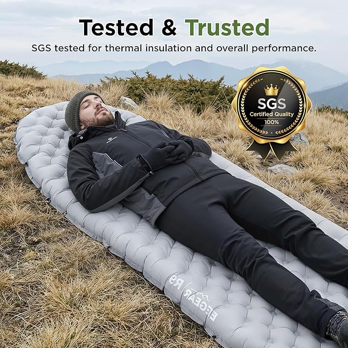 Elegear CumbreX™ Sleeping Pad for Camping with 9 R-Value, 4” Thick Ultralight Camping Sleeping Mat for All Seasons, Insulated Backpacking sleeping pad, Durable Camping Mattress for Outdoor Hiking Tent