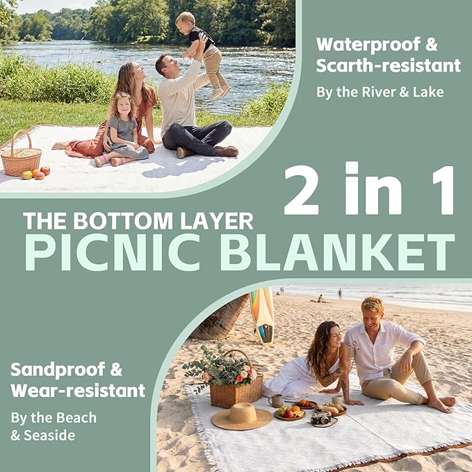 2 in 1 Extra Large Camping Blanket Outdoor Picnic Yoga Mat Lightweight Car Essential Roadtrip Gadget Rv Accessories Glamping Tent Gear Must Haves Hiking Stuff Backpacking Necessities Women Beach Gift