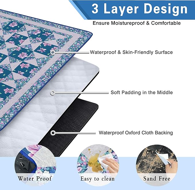 Supfitness Extra Large Picnic Blankets Waterproof Foldable (80 "x 80") Beach Blanket Waterproof Sandproof,3-Layer Thicking Mat Outdoor Packable Camping Blanket