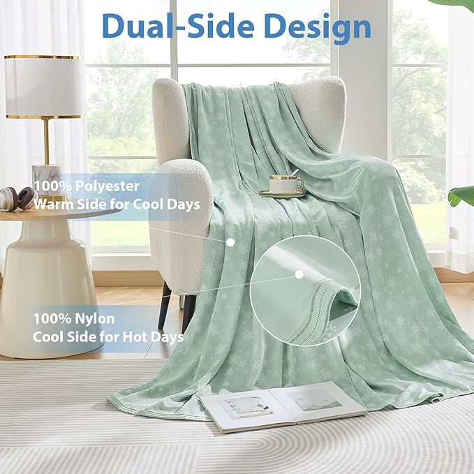 OIGAE Cooling Blanket for Hot Sleepers - Soft & Lightweight Summer Cold Blanket for Night Sweats | Perfect for Bed, Couch, Sofa (Grass Green, Throw 50'' x 70'')