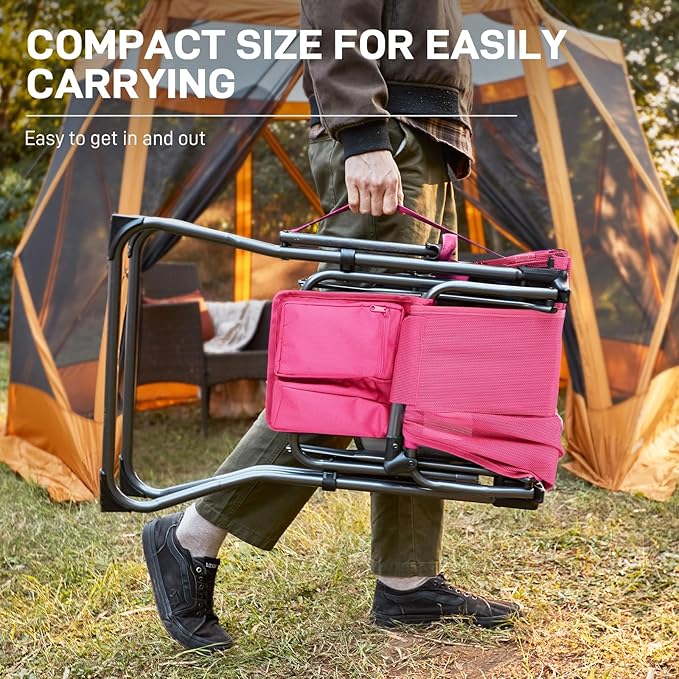 EVER ADVANCED Portable 30.7" Seat Height Tall Folding Camping Chair Directors Chair High Foldable Bar Stool with Side Table for Makeup Artist, Sports Event, Craft Show, Textilene Mesh, Supports 350LBS