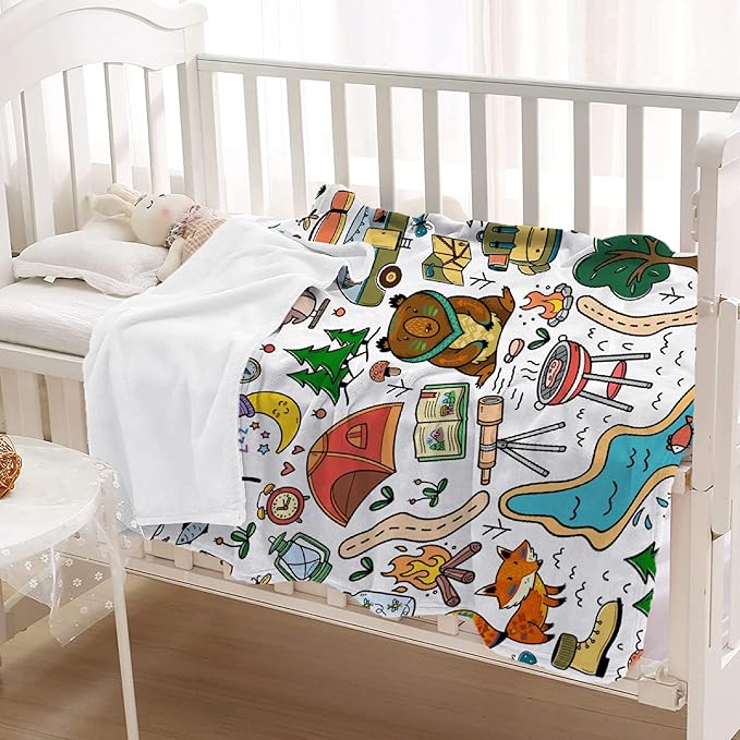Camping Blanket Gifts,Soft Camping Throw,Cute Plush Flannel Camping Quilts Decorations for Bedroom Sofa Bed Outdoor Travel 40 x 30in for Pets