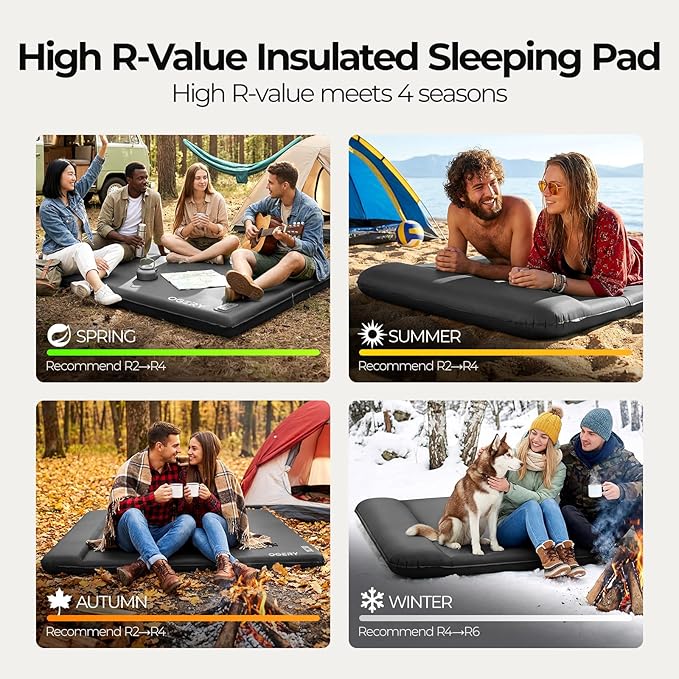OGERY Self Inflating Sleeping Pad with Electric Pump, 3.15" Ultra-Thick Memory Foam Camping Pad, 4 Season Camping Mattress Pad with Built-in Pillow, Camping Essentials Gear for Tent Travel Car Double