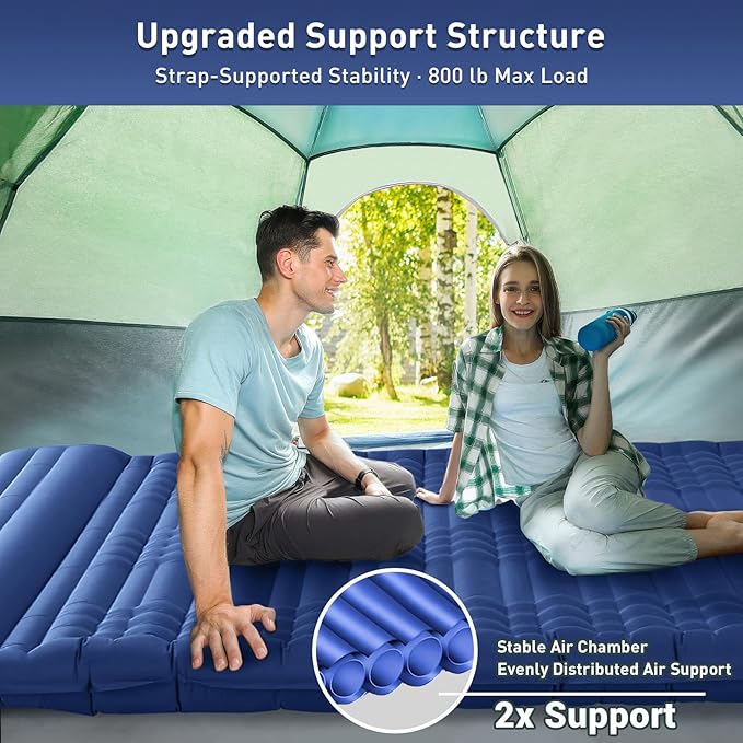 Elegear CumbreX™ Double Sleeping Pad for Camping, 4.7" Ultra-Thick Inflatable Camping Sleeping Pad 2 Person with Built-in Foot Pump, Portable Camping Sleeping Mat for Backpacking Hiking Tent, Full